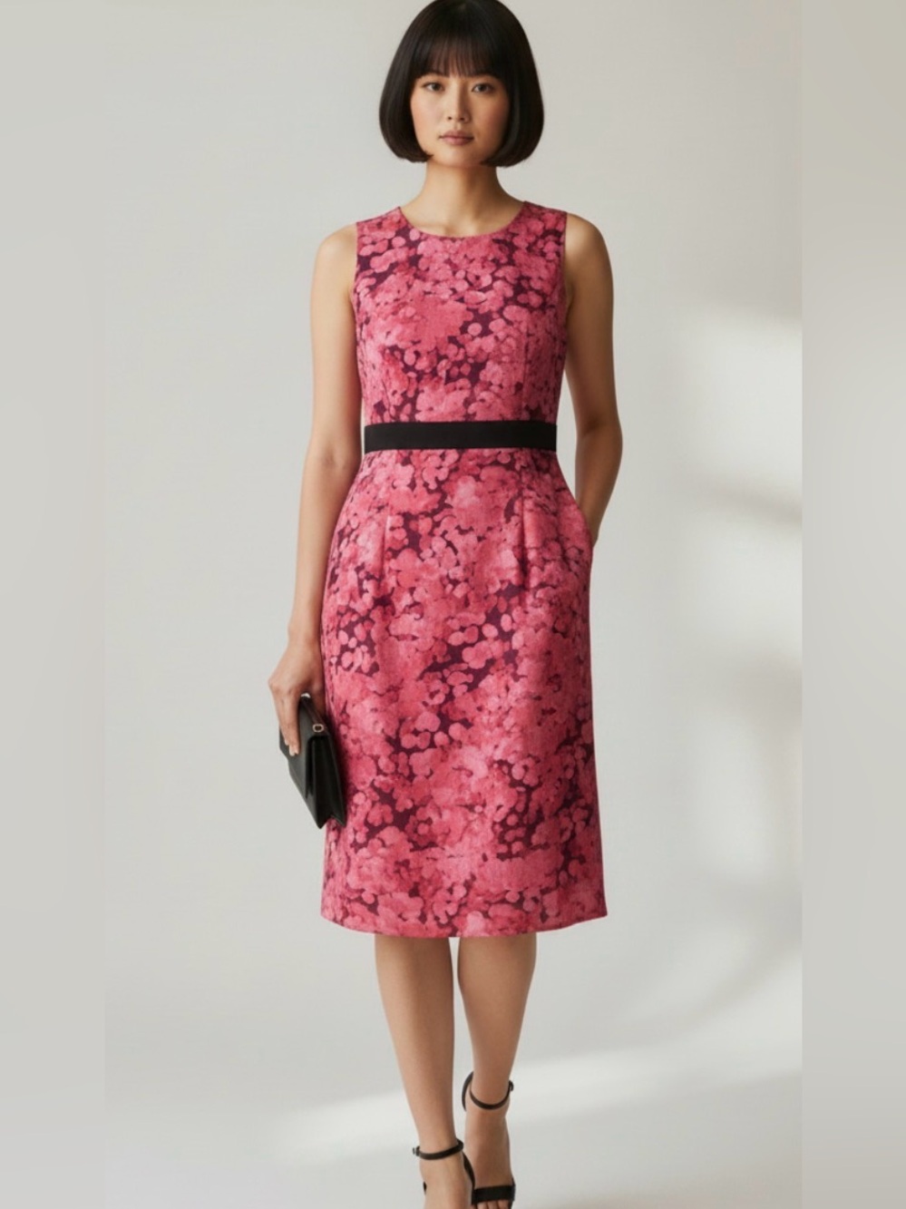 LOFT Silk Sheath Sleeveless Dress. Lovely Watercolor Print . Ann Tayor Loft.
